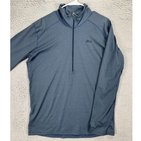 REI Pullover Shirt Adult Large Blue Striped Half Zip Workout Hiking Athletic Men
